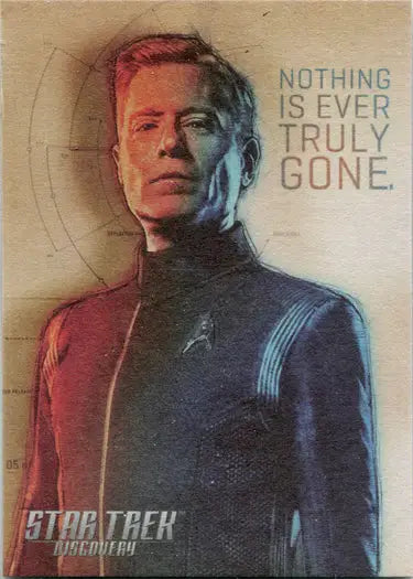 Paul Stamets in Star Trek uniform with red and blue lighting for trading cards