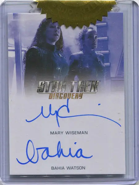 Autographed Star Trek Discovery dual autograph card with signatures from Mary Wiseman and Bahia Watson