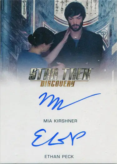 Autographed Star Trek Discovery dual autograph card featuring Mia Kirshner and Ethan Peck