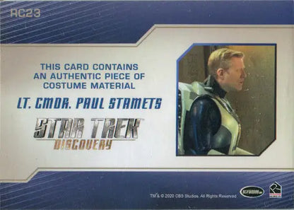 Star Trek Discovery Season 2 Relic Costume Card RC23 featuring P. Stamets character swatch