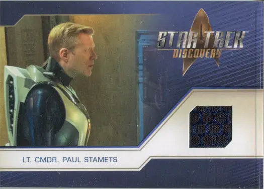 Trading card showcasing Star Trek Discovery Relic Costume Card with fabric swatch