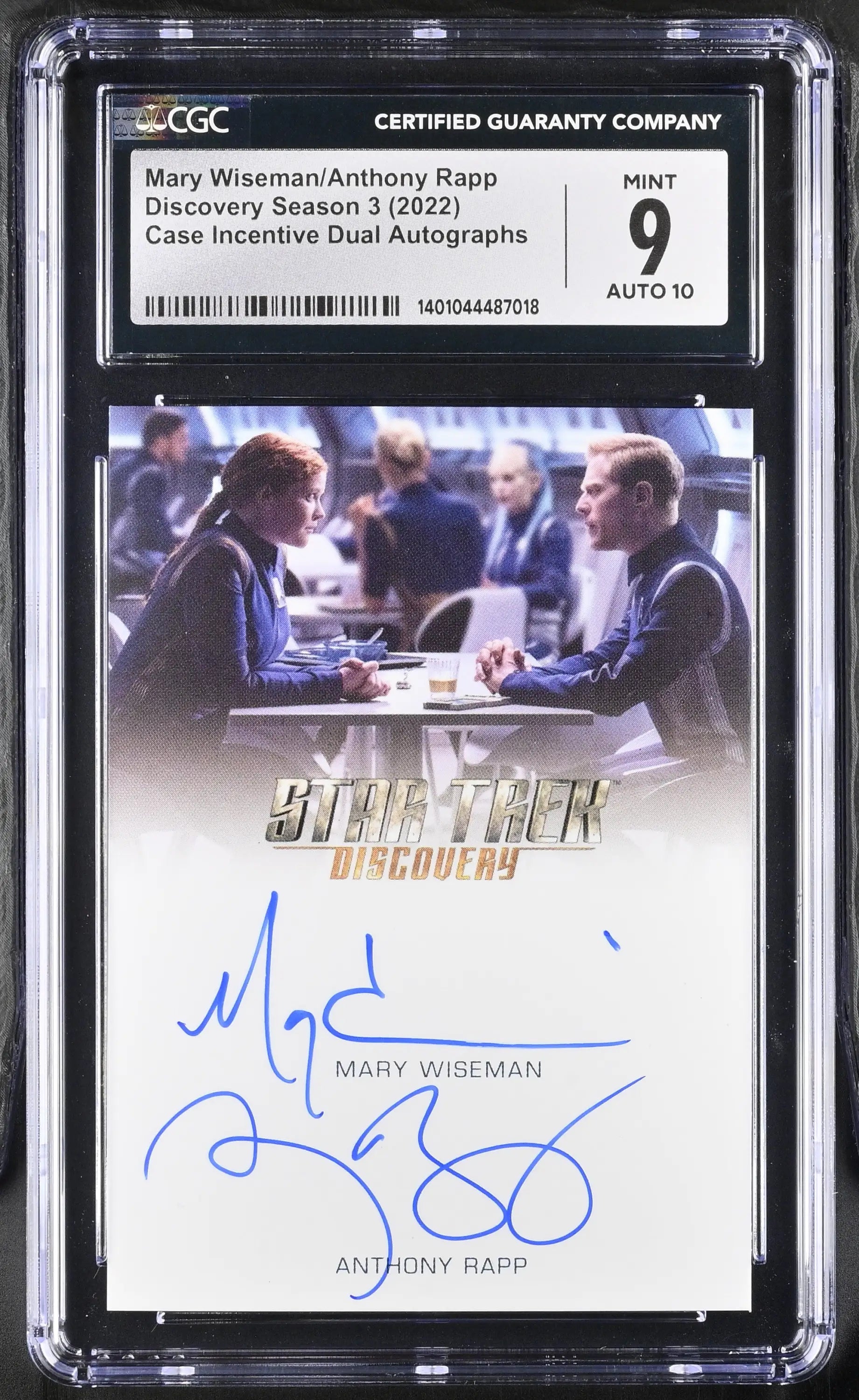 CGC-graded Autograph Card featuring Star Trek Discovery actors Mary Wiseman and Anthony Rapp