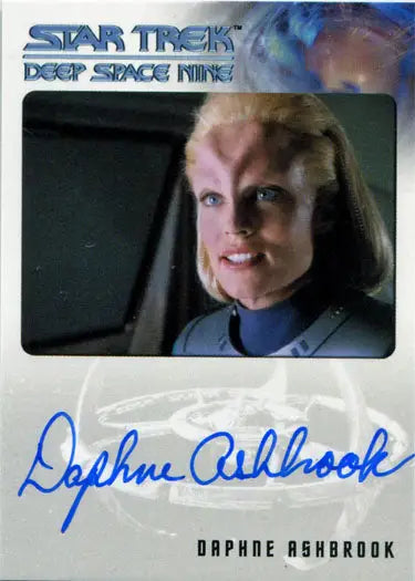 Autographed trading card of Daphne Ashbrook as M. Pazlar from Star Trek DS9