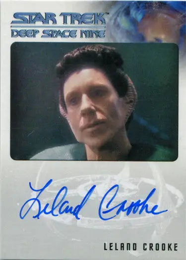 Autographed trading card of Leland Crooke as Gelnon from Star Trek DS9 collectibles