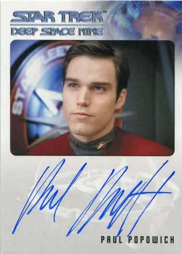 Autographed trading card of Paul Popowich as Tim Watters in Starfleet uniform