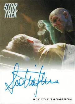 Autographed Star Trek trading card featuring Scottie Thompson as Nero’s wife