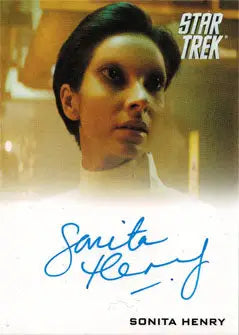 Autographed Star Trek autograph card of Sonita Henry as Kelvin Doctor close-up portrait