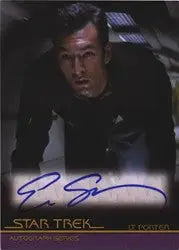 Autographed Eric Steinberg Star Trek autograph card in dark uniform from Movies In Motion