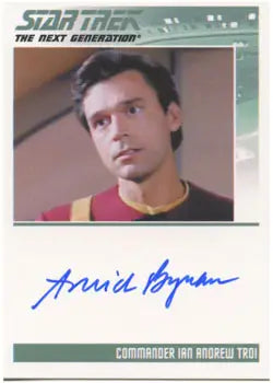 Autograph card featuring Amick Byram as Commander Troi in Star Trek uniform