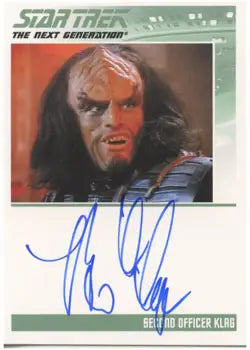 Klingon warrior Brian Thompson as Klag on Star Trek TNG autograph card trading cards