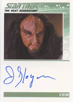 Autograph card featuring Klingon character K Mtar by James Sloyan from Star Trek TNG