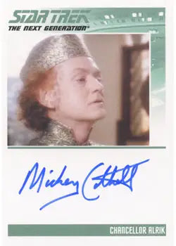 Autographed trading card of Mickey Cottrell as Alrik from Star Trek TNG Heroes & Villains