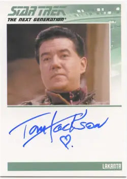 Autographed trading card of Tom Jackson as Lakanta from Star Trek TNG