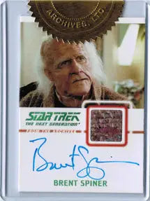 Autographed trading card of Brent Spiner as Dr. Soong from Star Trek TNG costume card