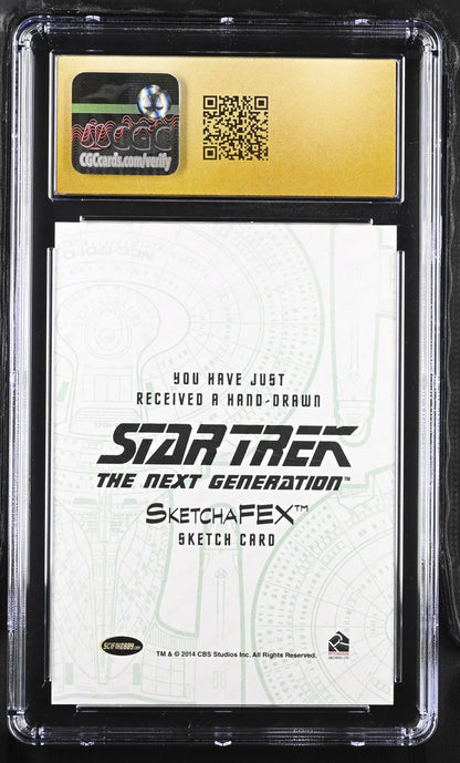 Star Trek TNG Mordock Sketch Card by Matt Glebe in a protective case, graded CGC 10