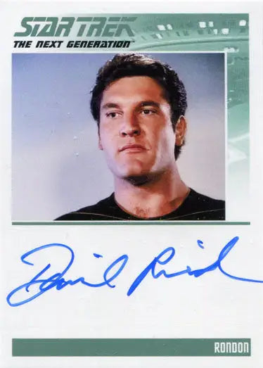 Autographed trading card featuring Daniel Riordan as Rondon from Star Trek TNG