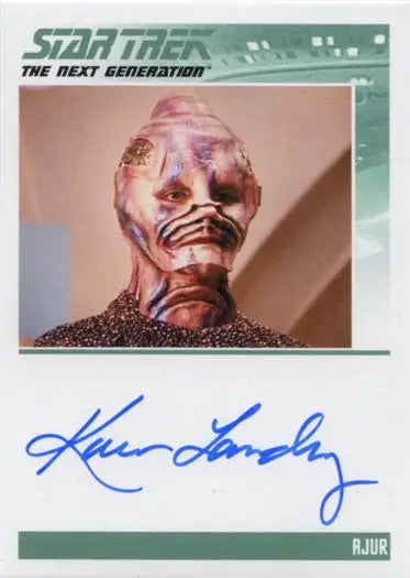 Alien character from Star Trek: The Next Generation on Karen Landry autograph card