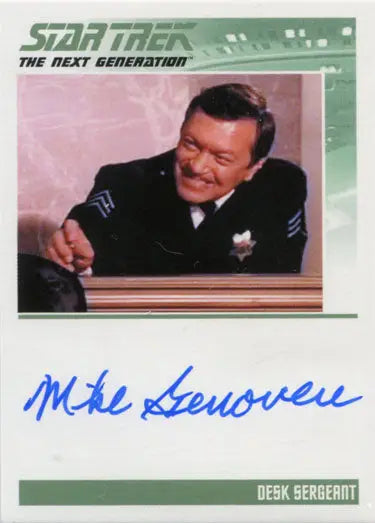 Autograph card of Mike Genovese as Desk Sergeant from Star Trek TNG Portfolio Prints