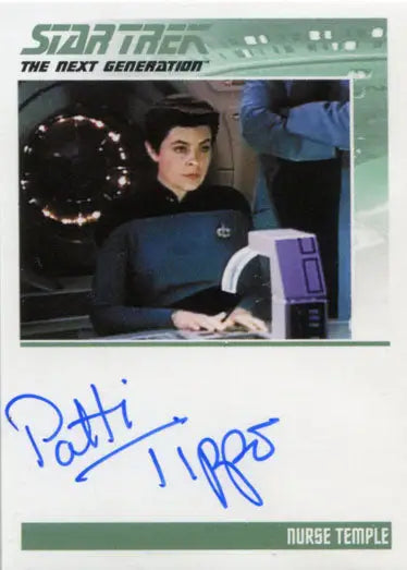 Autograph card featuring Patti Tippo as Nurse Temple from Star Trek TNG Portfolio Prints