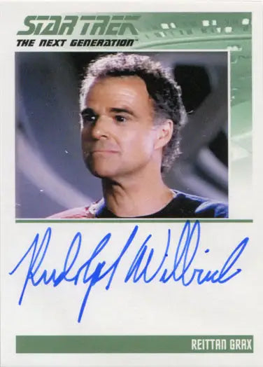 Autographed trading card of Rudolph Willrich as Grax from Star Trek TNG