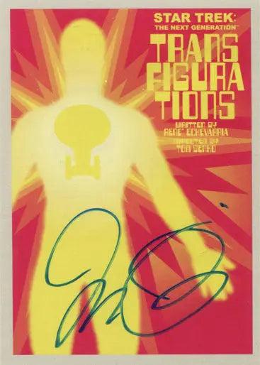 Book cover of Star Trek: The Next Generation with Juan Ortiz autograph on red background