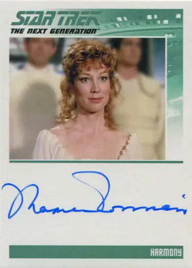 Autographed trading card of Marnie Mosiman as Harmony from Star Trek TNG