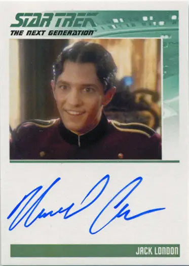 Autographed Star Trek TNG trading card of Michael Aron as Jack London in Starfleet