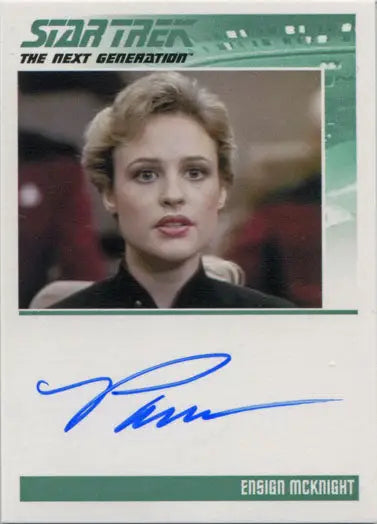 Autographed trading card of Pamela Winslow as McKnight from Star Trek TNG