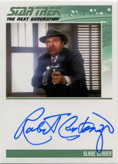 Autographed Star Trek TNG autograph card of Robert Costanzo as Slade Bender in 1940s attire