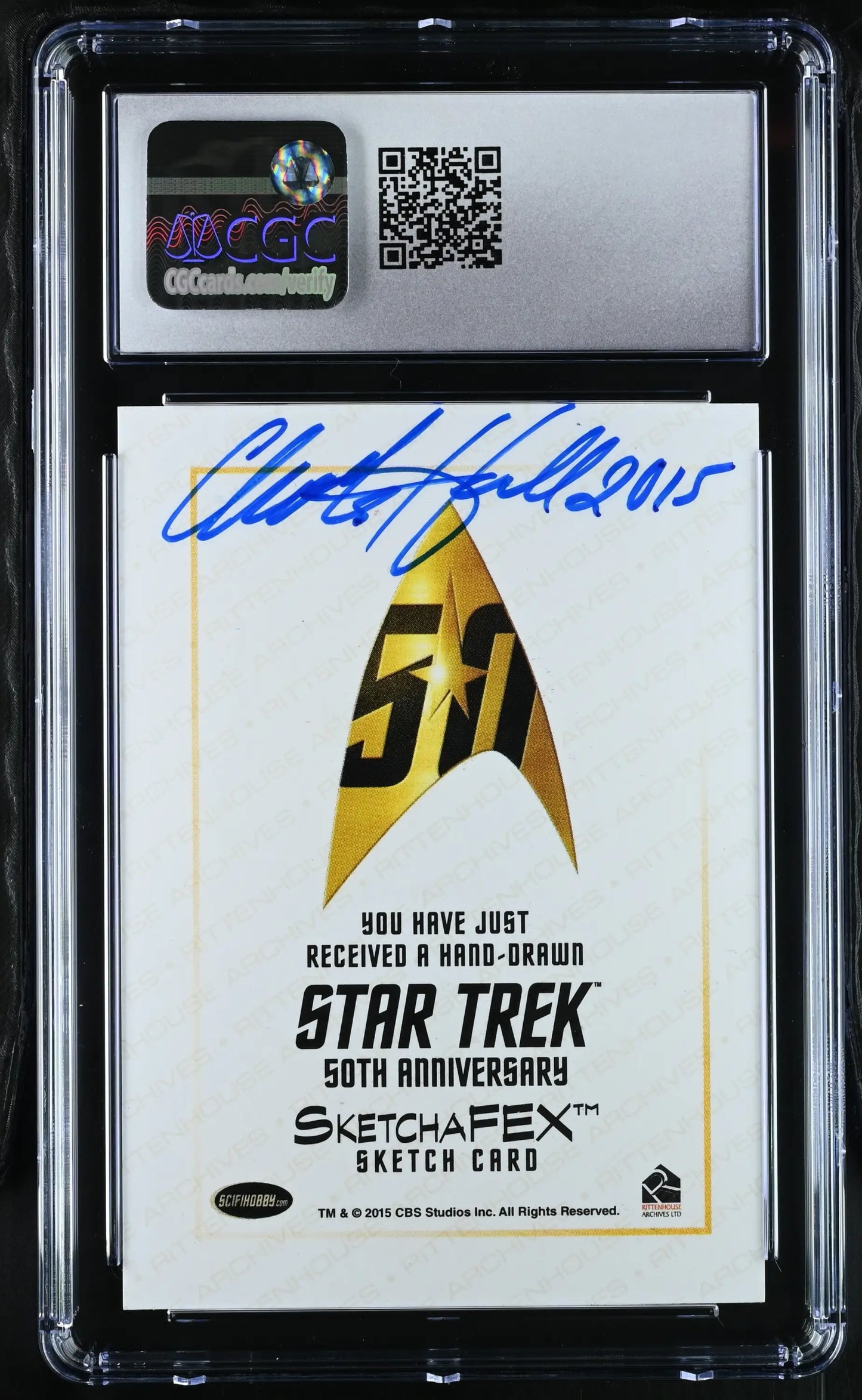 Autographed Star Trek TOS Sketch Card by Charles Hall in protective case from Amok Time