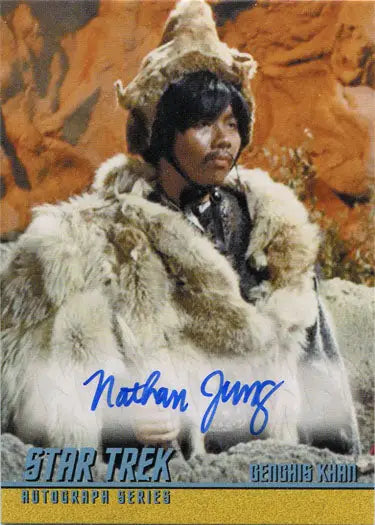 Autographed trading card of Nathan Jung as Kahn from Star Trek TOS Captains Collection