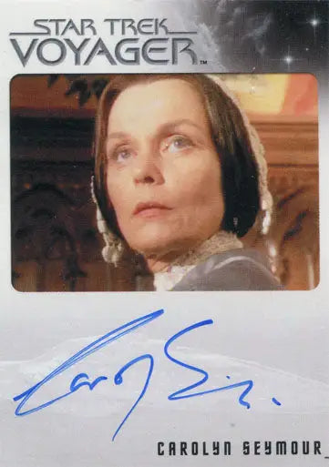 Autographed trading card of Carolyn Seymour as Templeton from Star Trek Voyager