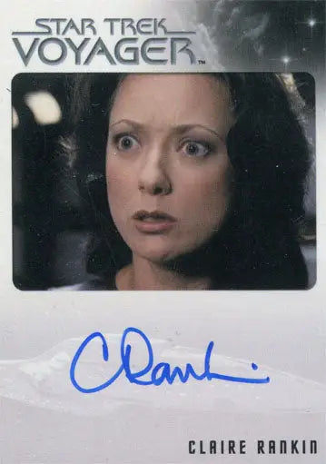 Autographed Star Trek Voyager trading card of Claire Rankin as Alice with dark hair