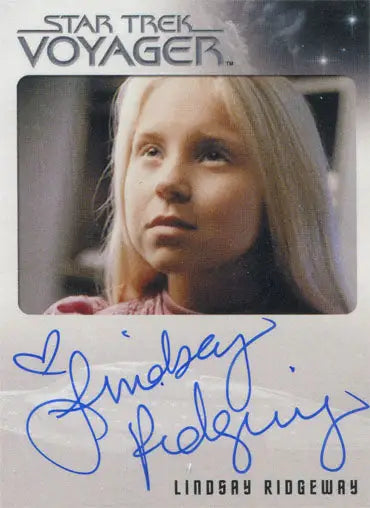 Autographed trading card of Lindsay Ridgeway as Suspiria from Star Trek Voyager