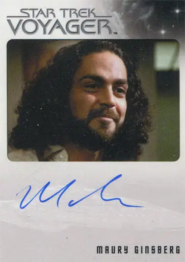 Autographed Star Trek Voyager trading card of Maury Ginsberg as Ginsberg, featuring headshot