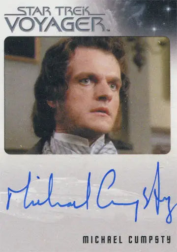 Autographed Star Trek Voyager trading card of Michael Cumpsty as Burleigh