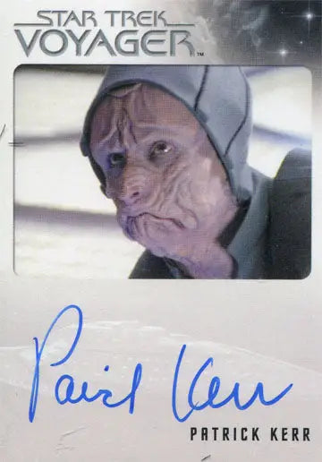 Trading card of Patrick Kerr as Bothan from Star Trek Voyager with signature