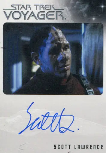 Close-up of a Vulcan character on Scott Lawrence trading card from Star Trek Voyager