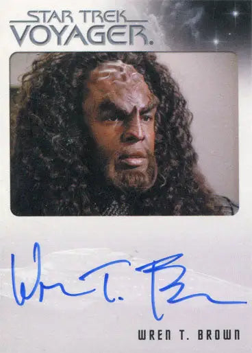 Autographed trading card of Klingon character Kohlar from Star Trek: Voyager