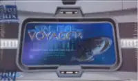 Electronic display of Xanadu with comet graphic on Star Trek Voyager trading cards box