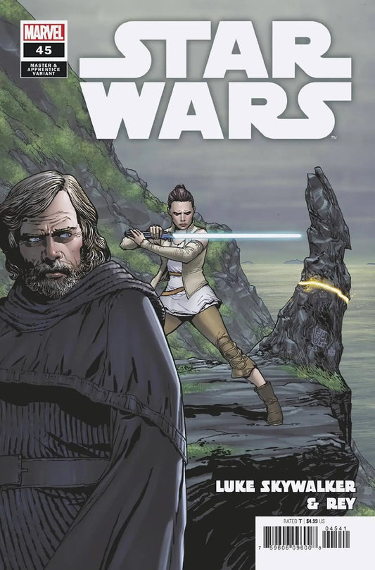 Star Wars comic book cover with Luke Skywalker and Rey in action poses for collectors