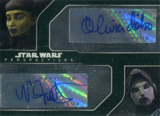 Star Wars trading card featuring dual autograph of Nika Futterman and Olivia D’Abo