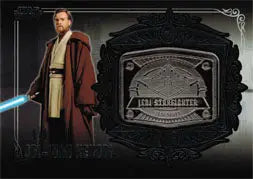 Jedi character Obi-Wan Kenobi with blue lightsaber on Star Wars Medallion Card MD-25