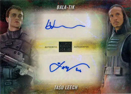 Dual autograph trading card of Bala-Tik and Tasu Leech signed by Brian Vernel and Yayan Ruhian