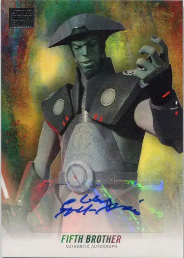 Futuristic robotic figure on Star Wars Galaxy 2018 Autograph Card GA-PAR Philip Anthony-Rodriguez