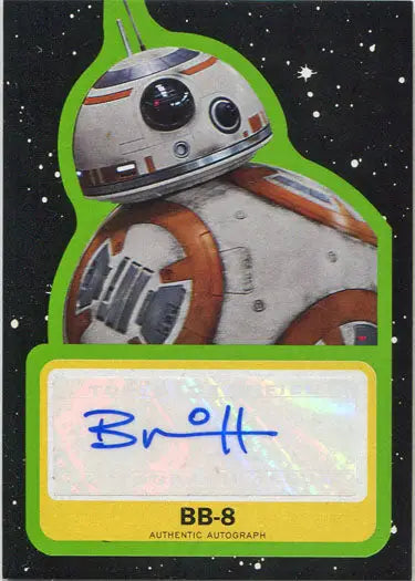 Spherical white and orange BB-8 droid in Star Wars Journey to Last Jedi Autograph Card