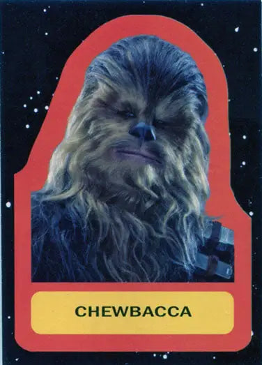 Furry blue-tinted Chewbacca from Star Wars Journey character sticker chase card