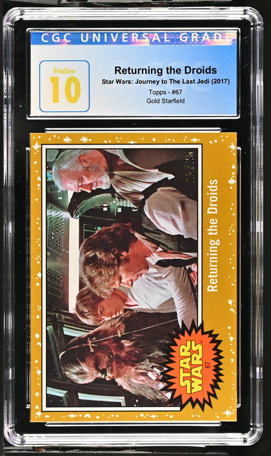 Graded Star Wars parallel chase card featuring ’Returning the Droids’, CGC 10 Pristine