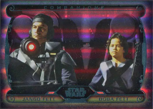 Star Wars Masterwork 2015 Parallel Chase Card featuring Jango Fett and Boba Fett in cockpit