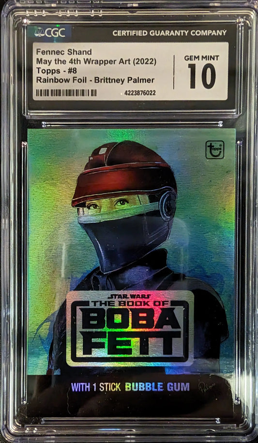 Graded Star Wars May the 4th Wrapper Art Card featuring Lego Boba Fett in holographic foil